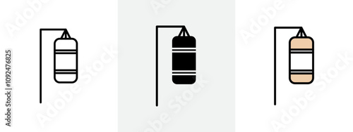 Punching bag icon Outline sign symbol set