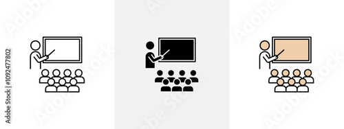 Traning icon Outline sign symbol set