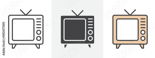 TV icon Outline sign symbol set