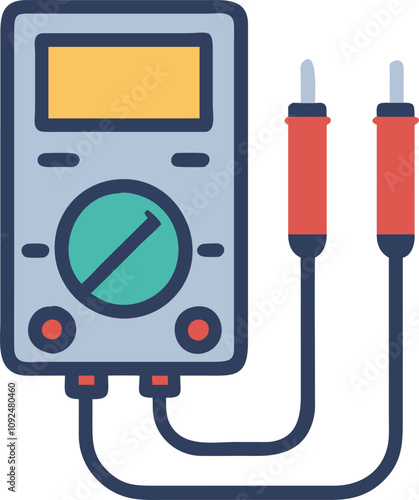 Colorful Digital Multimeter with Probes Illustration  
