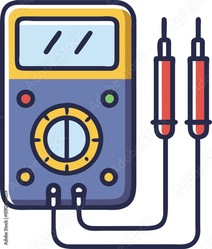 Colorful Digital Multimeter with Probes Illustration  
