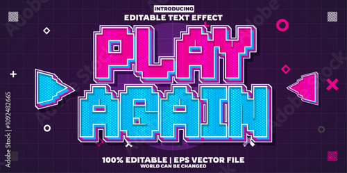 Foto Play again editable text effect in modern trend style