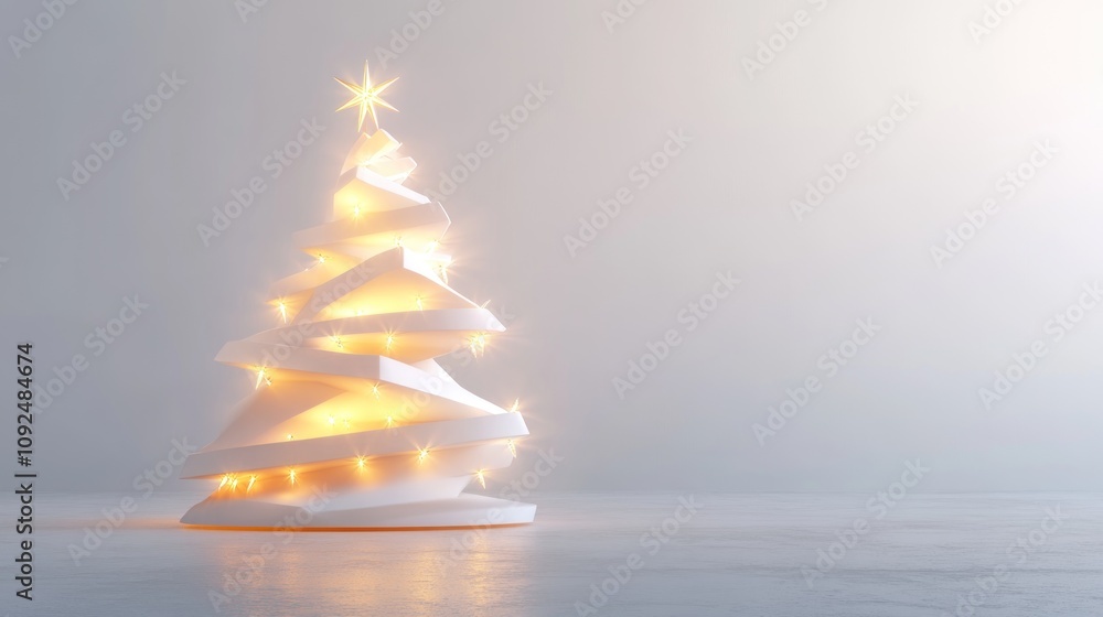 A minimalist Christmas tree adorned with glowing lights. A minimalist Christmas tree adorned with glowing lights.
