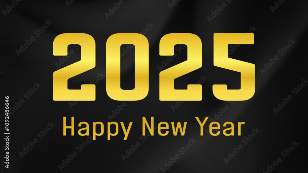 Fototapeta premium 2025 Happy New Year on dark silk background