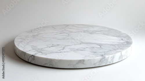 Elegant Round Marble Surface for Home Decor, Display, Food Presentation, or Creative Background in Photography with Unique Veins and Soft Gloss Finish