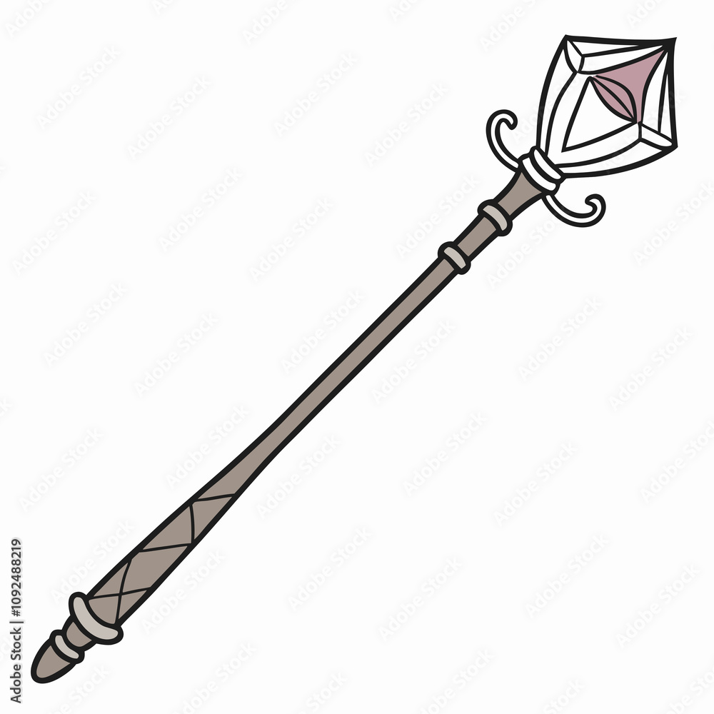 A magic wand adorned with a sparkling diamond at its tip, symbolizing enchantment and elegance.