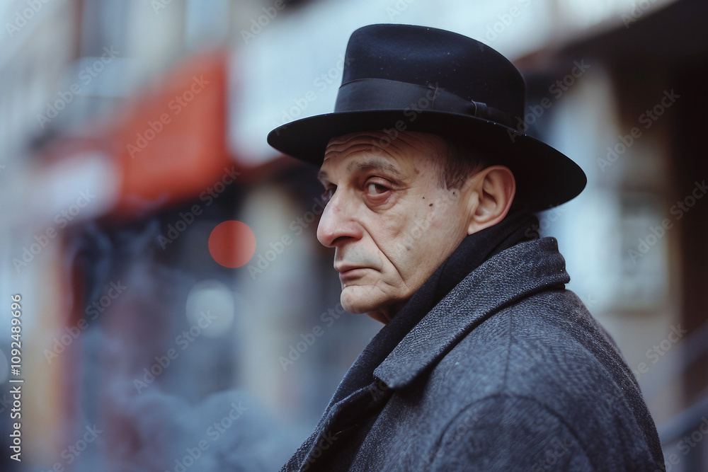 Generative AI Portrait of Man in Retro Detective Style, Noir Film Character Look Generative AI Portrait of Man in Retro Detective Style, Noir Film Character Look