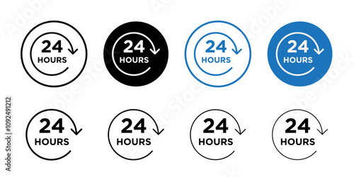 24 hours icon linear logo isolated