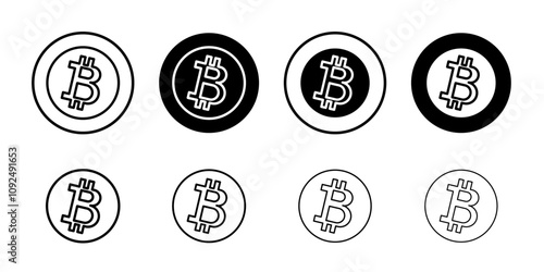 Bitcoin Icon linear logo isolated