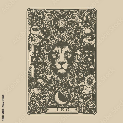 hand-illustrated leo ouija tarot tattoo