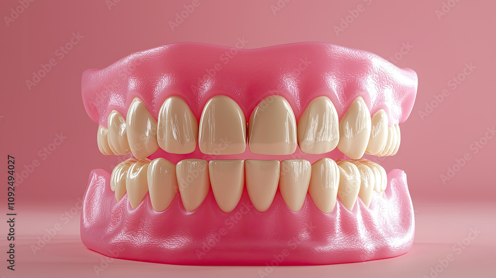 Fototapeta premium Realistic 3D dental model of human teeth and gums, showcasing detailed anatomy and structure. Ideal for educational and dental practice purposes