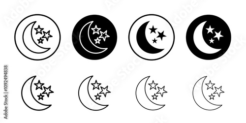 Moon stars icon linear logo isolated
