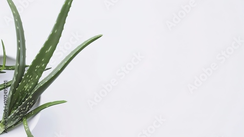Aloe Vera on a White Background - a fresh and natural visual. The clean white backdrop accentuates the plant's vibrant green and organic appeal.