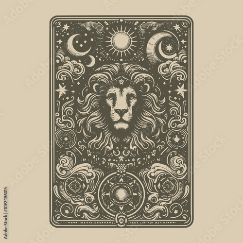 dark leo ouija tattoo design for tarot cards