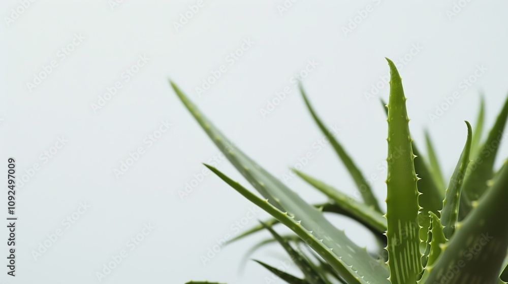 Obraz premium Aloe Vera on a White Background - a fresh and natural visual. The clean white backdrop accentuates the plant's vibrant green and organic appeal.