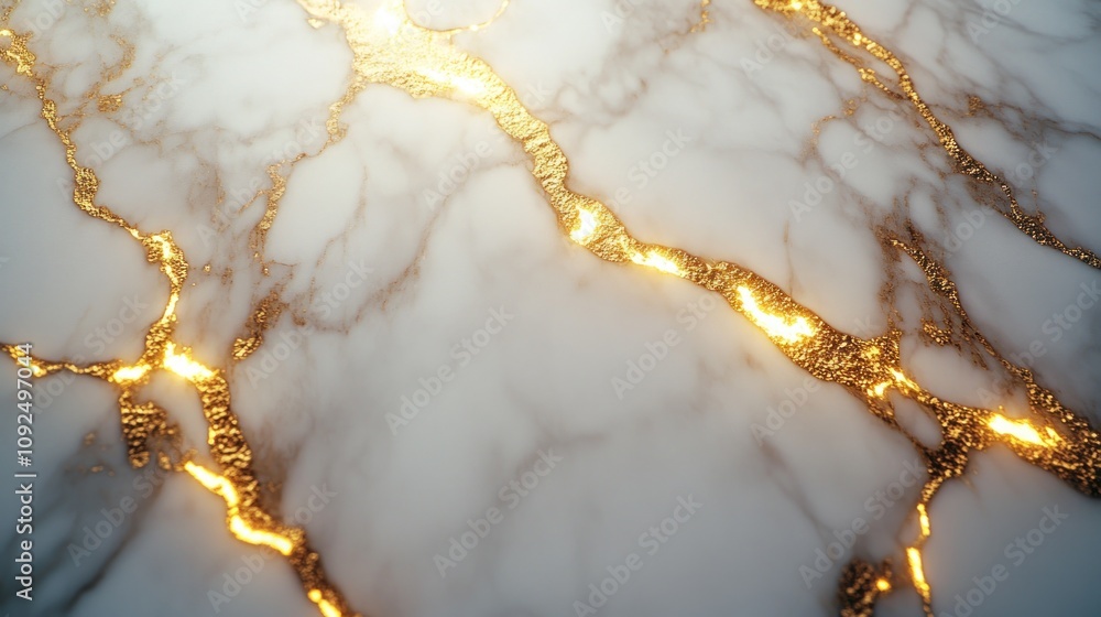 Fototapeta premium Elegant marble surface with golden veins.