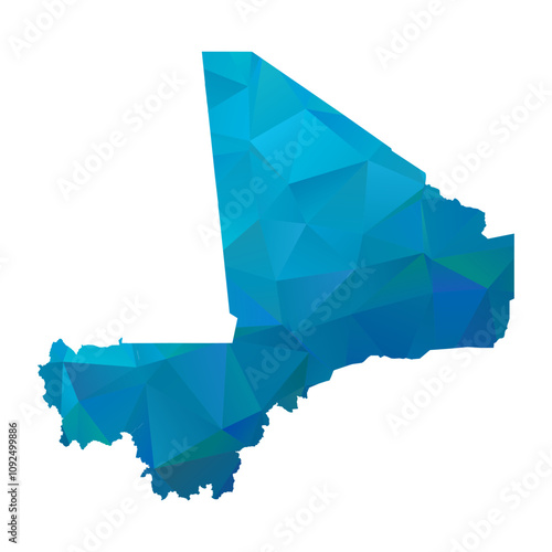 Map of Mali - Blue Geometric Rumpled Triangular , Polygonal Design For Your. Vector illustration eps 10.