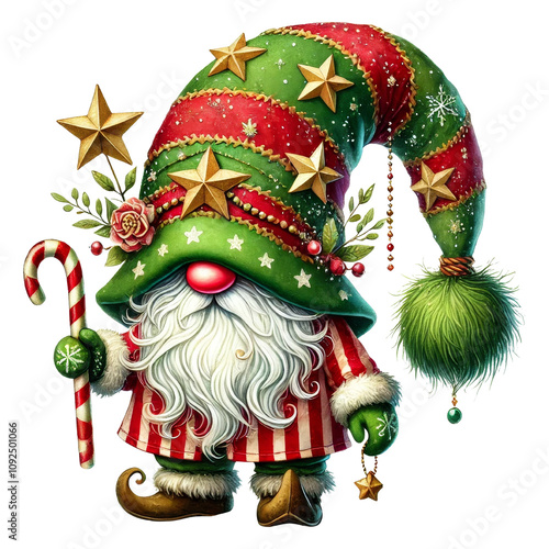 Festive gnome celebrating christmas cozy home digital illustration holiday spirit whimsical viewpoint