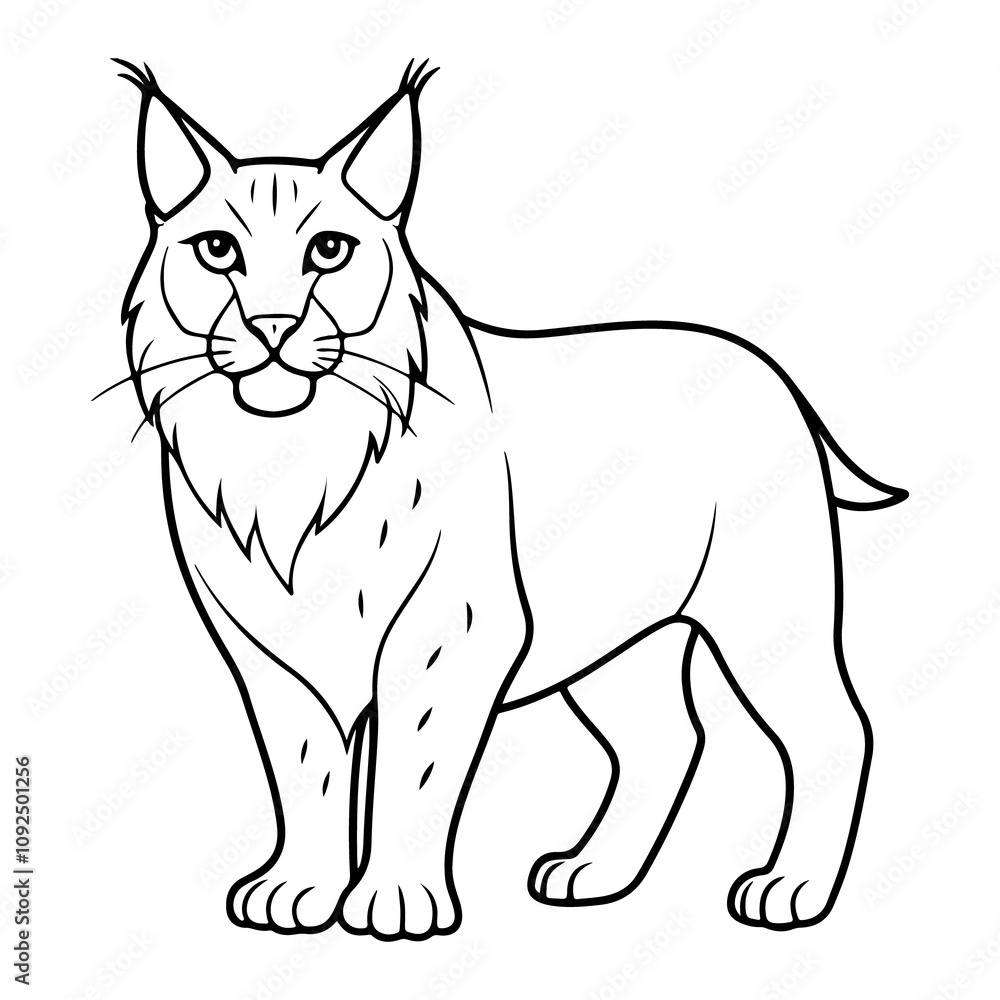 Fototapeta premium Lynx silhouette vector illustration isolated white background, Lynx silhouette vector