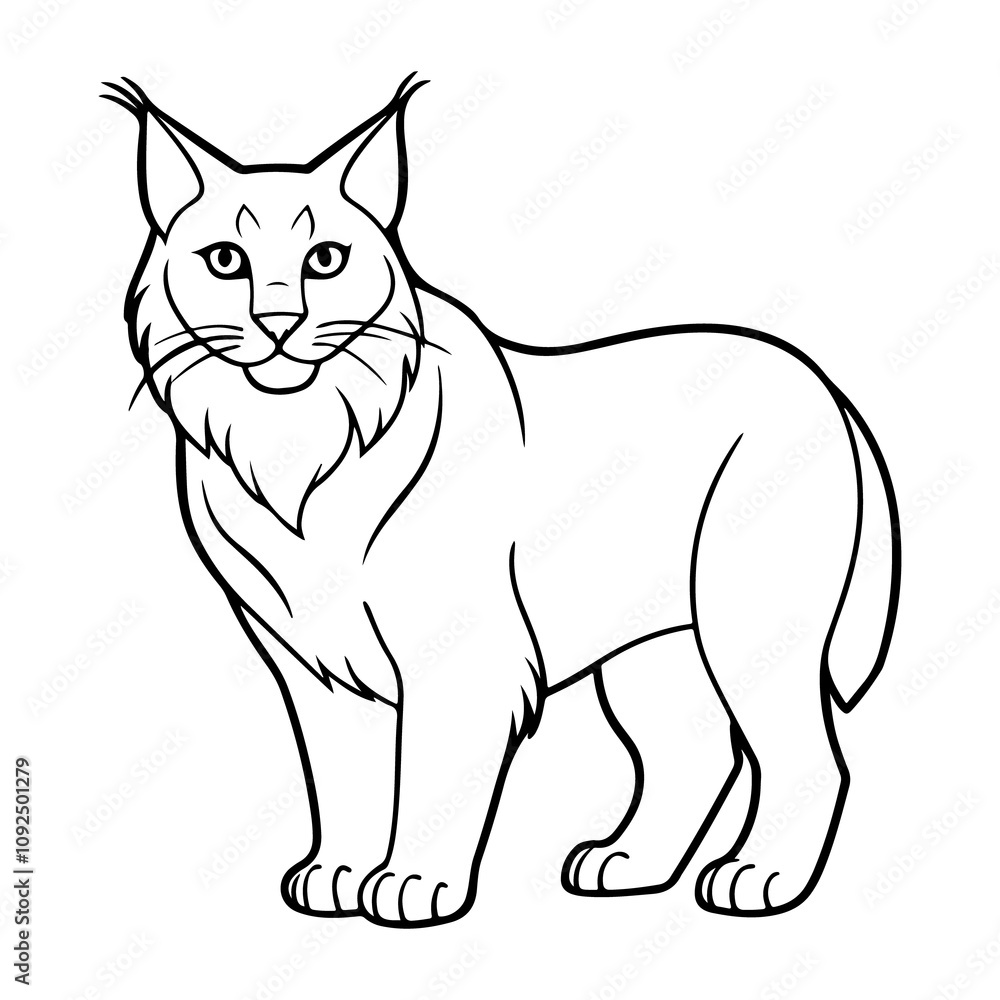 Fototapeta premium Lynx silhouette vector illustration isolated white background, Lynx silhouette vector