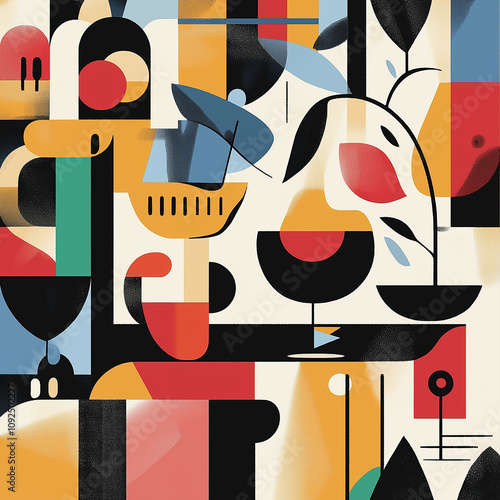 Wallpaper Mural Modern Art Illustration Featuring Food Elements Torontodigital.ca