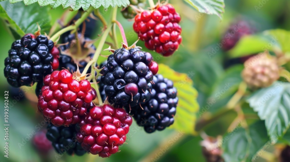 Ripe Blackberries on a Branch Ripe Blackberries on a Branch