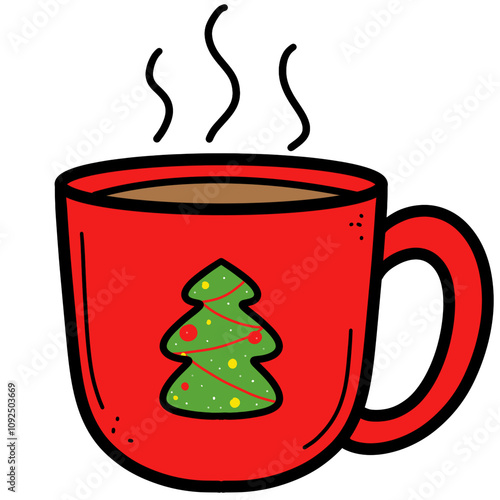 red cup of coffee in Christmas 