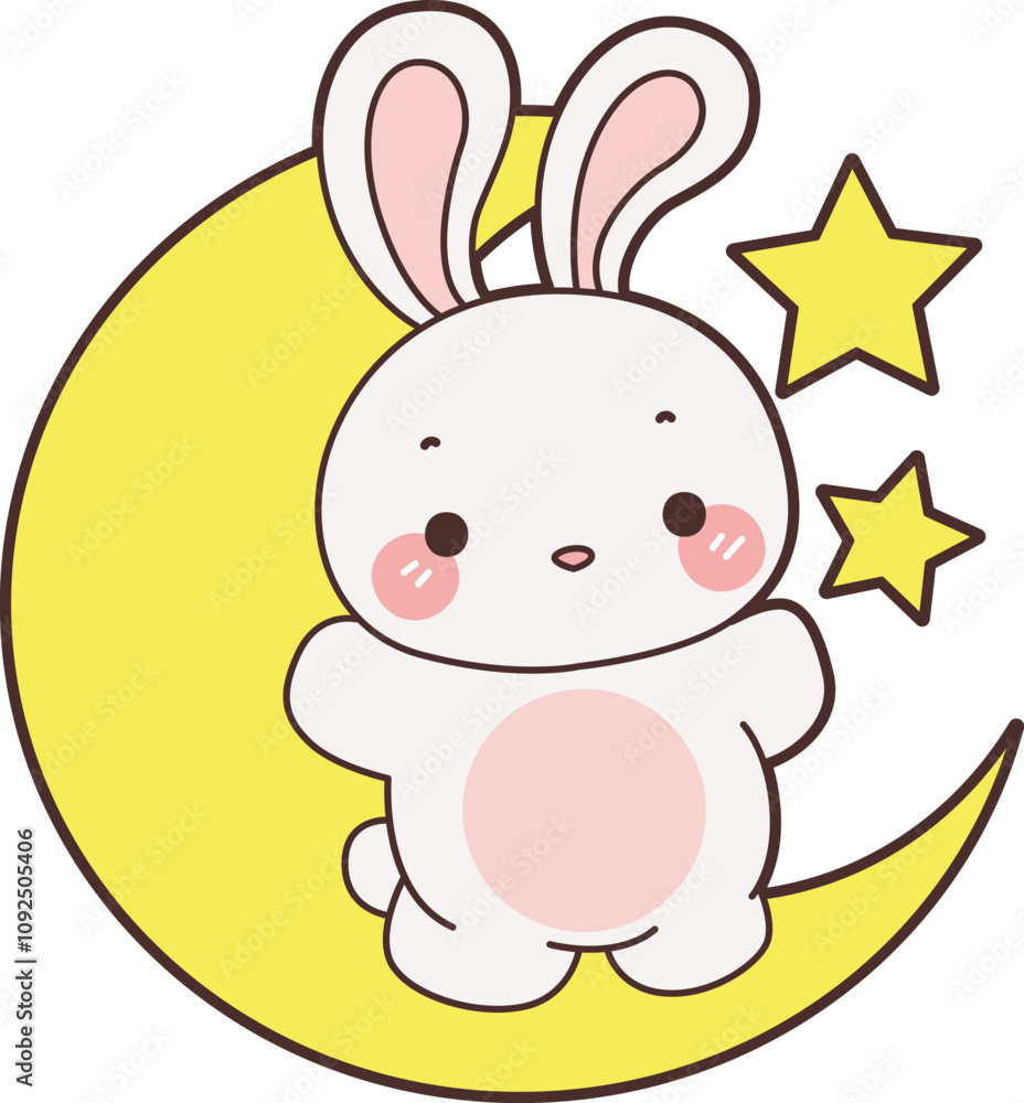 Cute Bunny stock illustration. Funny bunny for sticker elements. Cute Bunny stock illustration. Funny bunny for sticker elements.