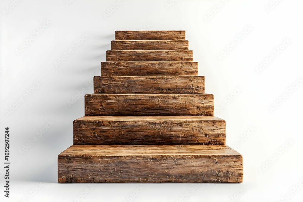 Wooden stairs leading up against a plain wall Wooden stairs leading up against a plain wall