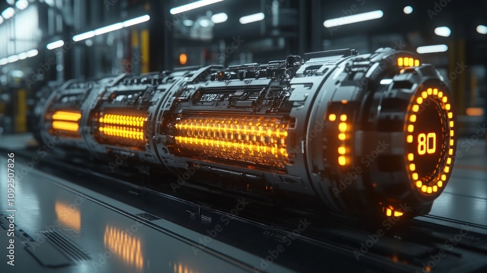 Futuristic cylindrical device with glowing indicators. Futuristic cylindrical device with glowing indicators.