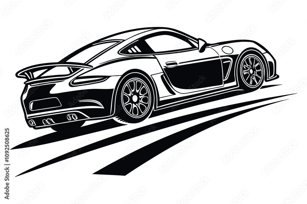 Fototapeta premium Black sports car silhouette vector illustration