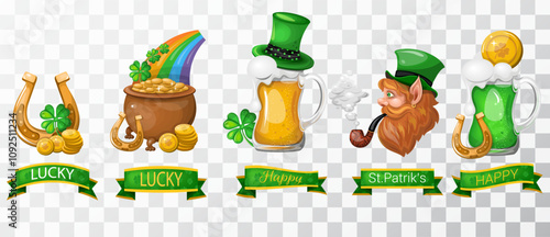 Set of illustration of Ireland St. Patrick's Day hand drawing