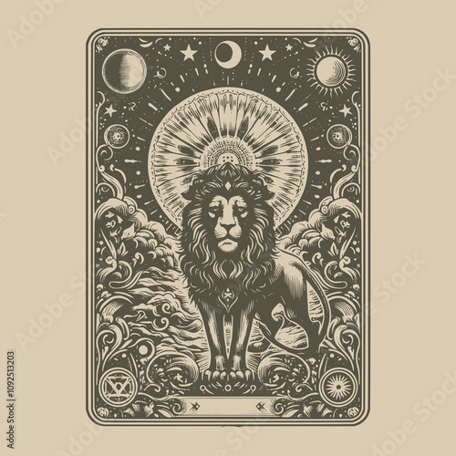 gothic leo zodiak tarot card tattoo