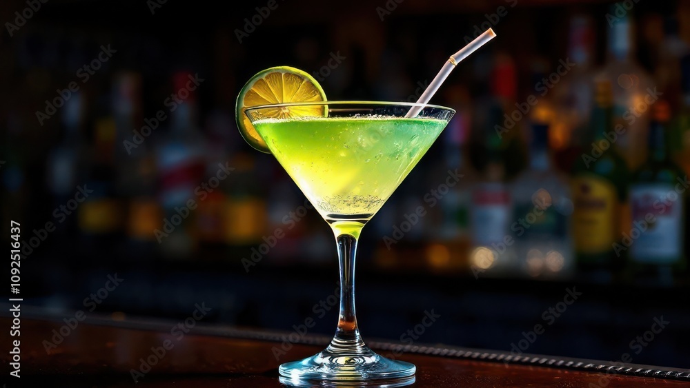 cocktail with lime. Light green cocktail. Mojito cocktail with lime. Light green cocktail. Mojito