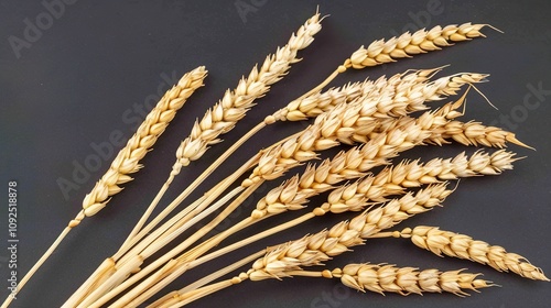 Wheat Ears on a Black Background - a striking and rustic visual. The dark background highlights the golden wheat, creating a contrast that is both elegant and natural.