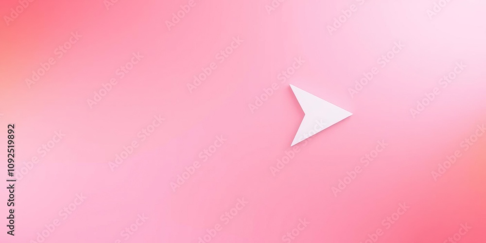 An elegant white arrowhead is set against a dynamic pink-orange gradient, generating an optical illusion that seems to lift the viewer's gaze, geometric pattern, dynamic background An elegant white arrowhead is set against a dynamic pink-orange gradient, generating an optical illusion that seems to lift the viewer's gaze, geometric pattern, dynamic background