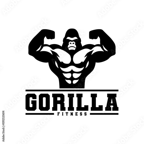 silhouette vector logo gorilla bodybuilder fitness gym