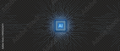 Obraz na plátně AI technology CPU chipset with printed circuit board