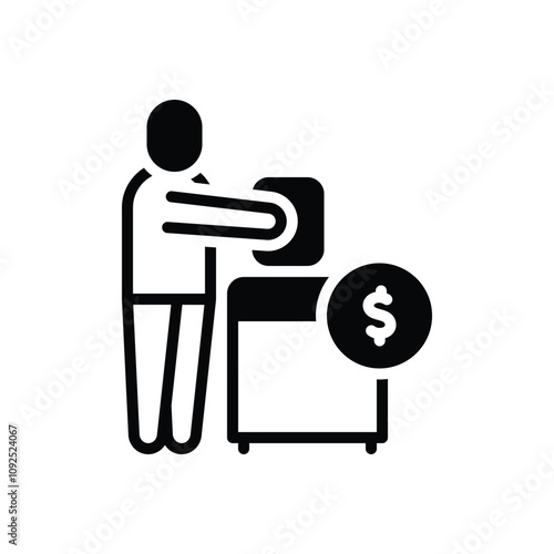 Black solid icon for buy vote