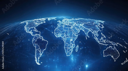 world map on black background