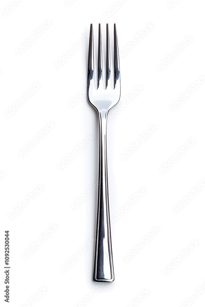 A shiny silver fork isolated on a white background A shiny silver fork isolated on a white background
