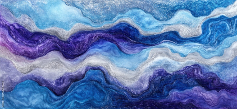 Fototapeta premium Abstract waves of blue and purple create a serene, fluid composition.