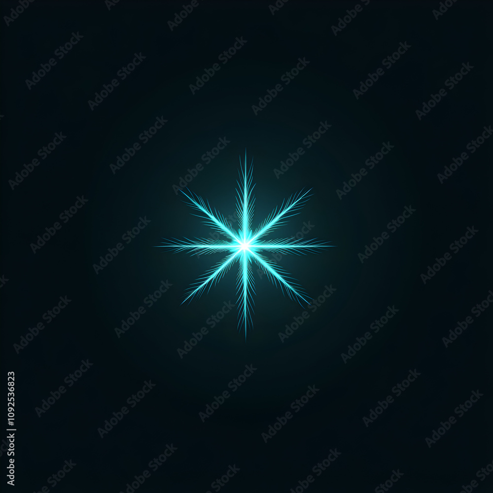 A single snowflake design in light blue with a soft glowing edge. Glowing snowflake vector.
A single snowflake design in light blue with a soft glowing edge. Glowing snowflake vector.
