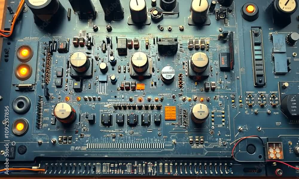 Detailed Close-up of a Complex Electronic Circuit Board Detailed Close-up of a Complex Electronic Circuit Board