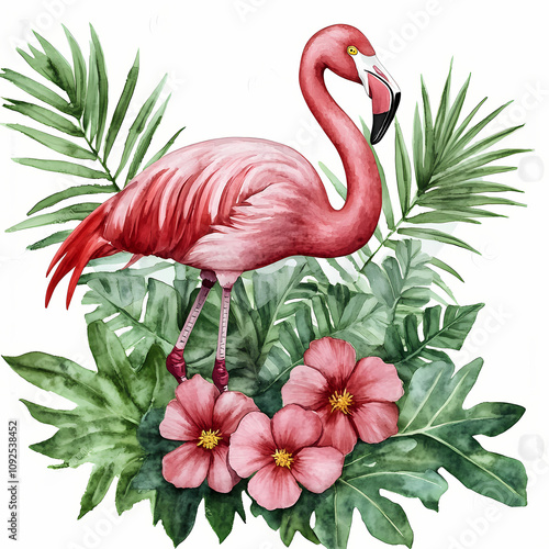 pink flamingo on a white background