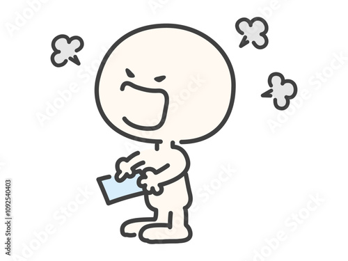 書類の不備を見つけて怒るシンプルでかわいい人物のベクターイラスト素材