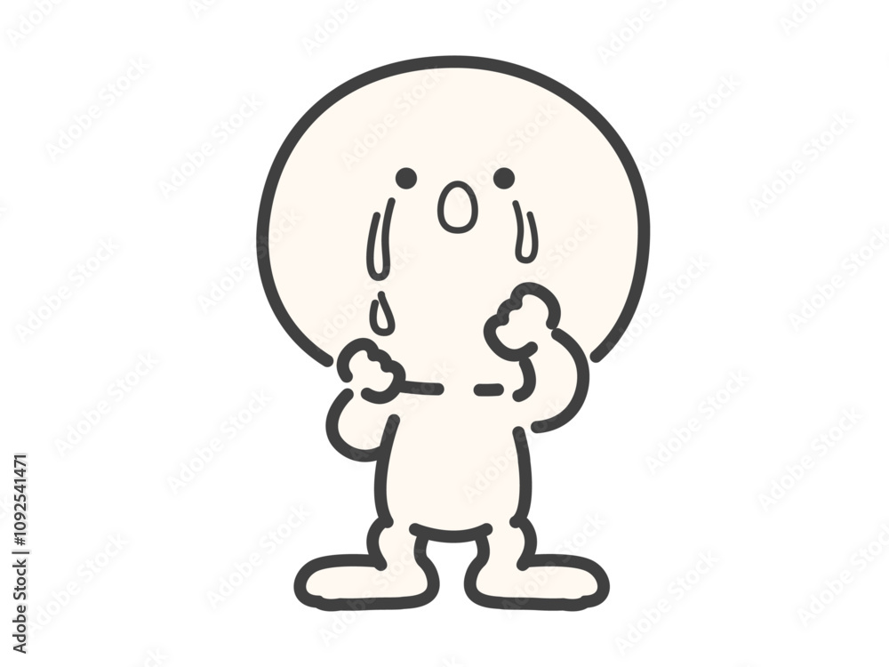 Fototapeta premium 泣き止んだシンプルでかわいい人物のベクターイラスト素材