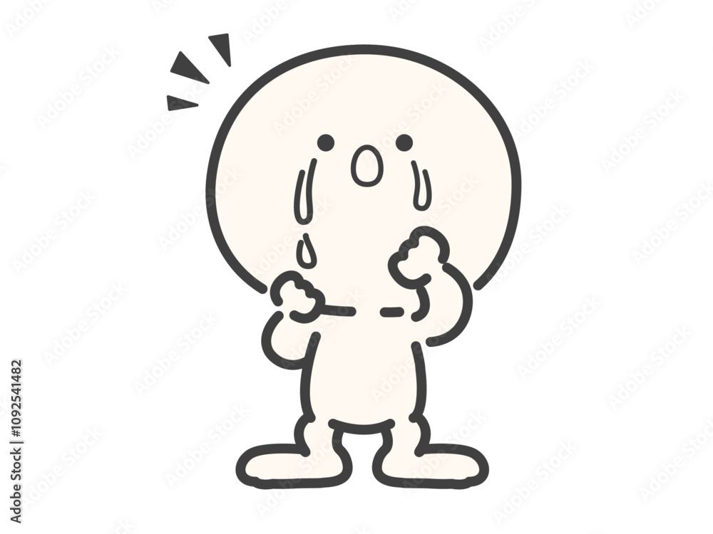 Fototapeta premium 何かに気づき、泣き止んだシンプルでかわいい人物のベクターイラスト素材
