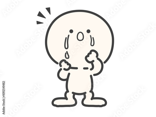 何かに気づき、泣き止んだシンプルでかわいい人物のベクターイラスト素材