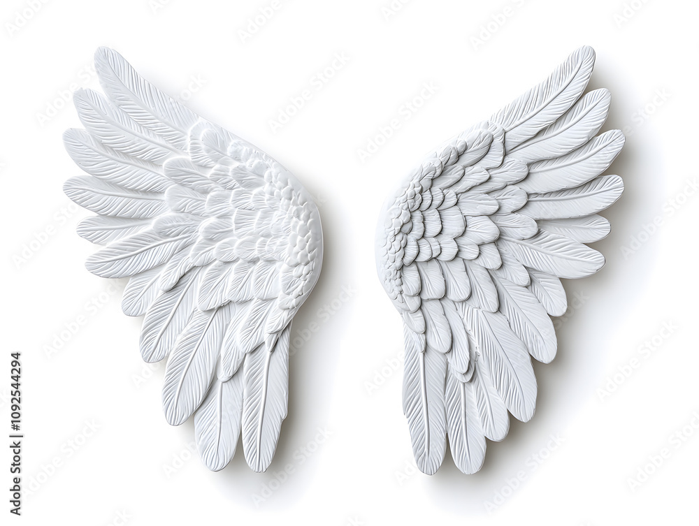 Obraz premium 3d White Angel wings isolated on white background